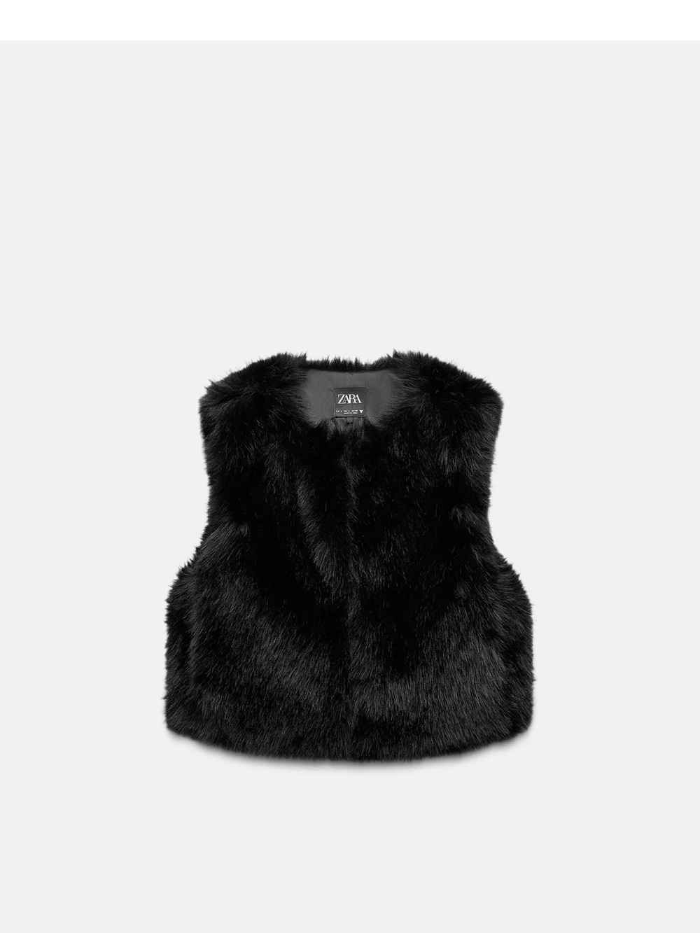 Zara Black Faux Fur Vest - Plush Sleeveless Coat
